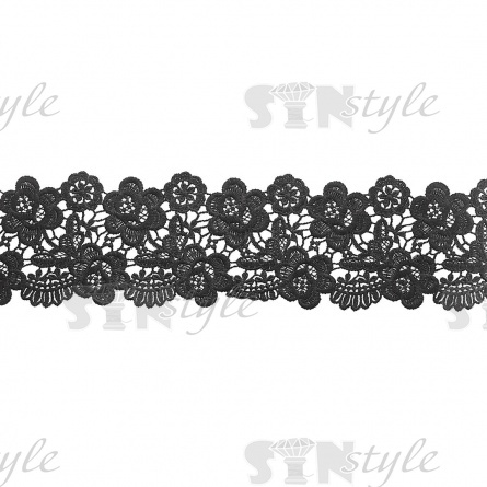 Кружево ажурное, ширина 85 мм, цвет черный, намотка 15 ярдов фото 2