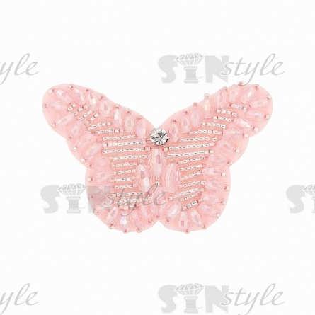 Аппликация с элементами из бисера на фетровой основе, цвет розовый, размер 70х45 мм фото 1