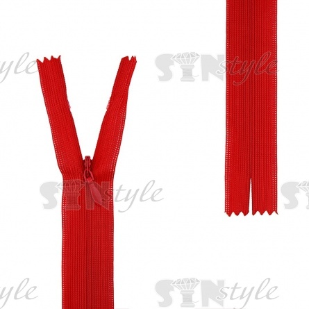 Молния спираль, тип 3, потайная, неразъемная, основа капрон, длина 50 см, цвет 148 (коралл), бегунок цвета основы фото 1