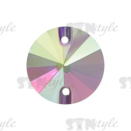 Стразы пришивные стеклянные, форма круг, цвет радужный (голография), диаметр 12 мм фото 1