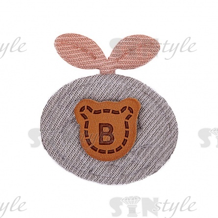 Аппликация 3D "Яблочко", цвет серый+грязно-розовый, размер 27х30 мм фото 1