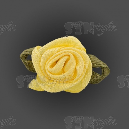 Цветочек из атласной ленты, желтый, размер 15 мм фото 1