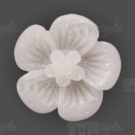 Цветочек пластиковый, диаметр 15 мм, цвет белый, фото 1