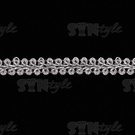 Тесьма отделочная металлизированная, ширина 11 мм, цвет серебро, намотка 15 ярдоВ фото 1