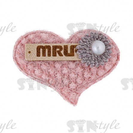 Аппликация 3D "Сердечко", цвет грязно-розовый, размер 40х25 мм фото 1