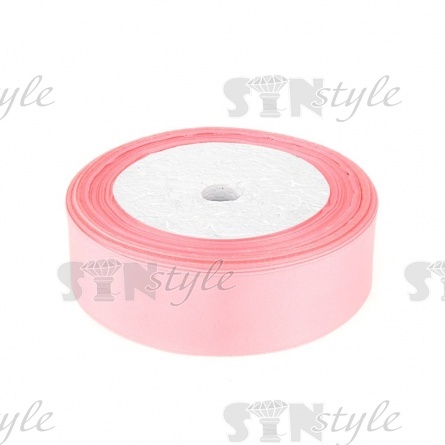 Декоративная лента атласная, ширина 25 мм, намотка 25 ярдов, цвет ярко-розовый фото 1