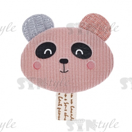 Аппликация 3D "Мишка", цвет грязно-розовый+серый, размер 50х45 мм фото 1