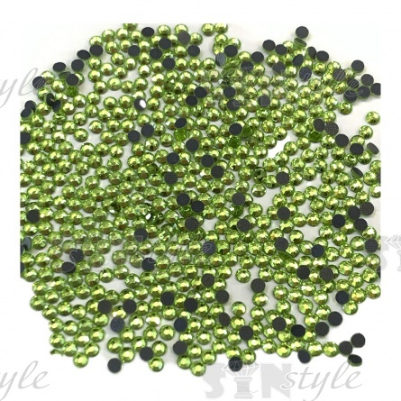 Стразы термоклеевые стеклянные SS16, форма круг, цвет салатовый (908), 1440 шт/уп фото 1