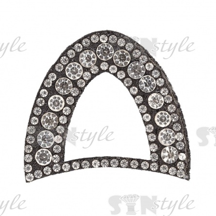 Аппликация "Ушки" из страз, на фетровой основе, размер 43 мм х 38 мм, цвет черный+белые стразы фото 1