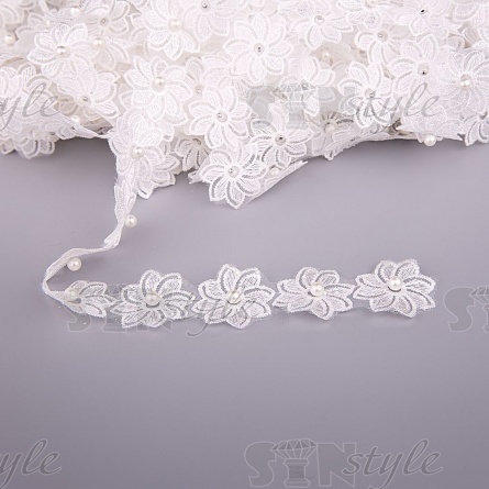 Цветочки из капроновой ленты, ширина 35 мм, намотка 20 ярдов, цвет белый (№ 7) фото 1