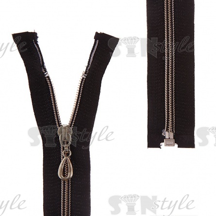 Молния спираль, тип 5, разъемная, длина 85 см, цвет 322 (черный), золотистая змейка фото 1