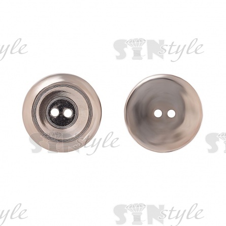 Пуговица пластиковая на два прокола, цвет темный никель, размер 40L фото 1