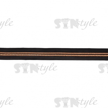 Декоративная тесьма с рисунком, цвет коричневый+светло-коричневый, ширина 22 мм, намотка 15 ярдов фото 1