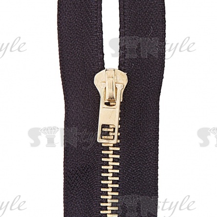 Молния металлическая, тип 5, неразъемная, длина 16 см, цвет 322 (черный), звенья бронза фото 2