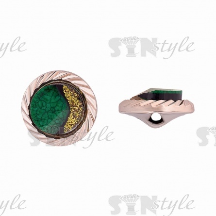 Пуговица пластиковая на полуножке, размер 28L, круглой формы, цвет золотой+зеленый фото 1