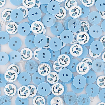 Пуговица пластиковая на два прокола "Смайлик", размер 20L, цвет голубой фото 4