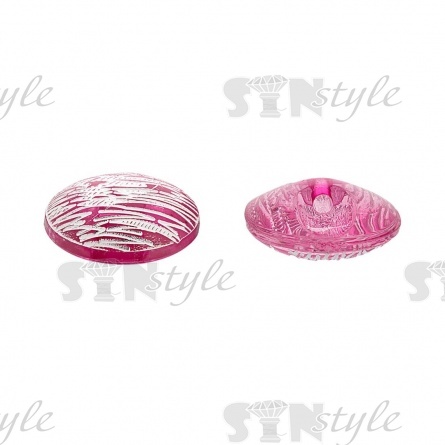 Пуговица пластиковая на полуножке, размер 20L, форма круглая, цвет малиновый+серебряный фото 2