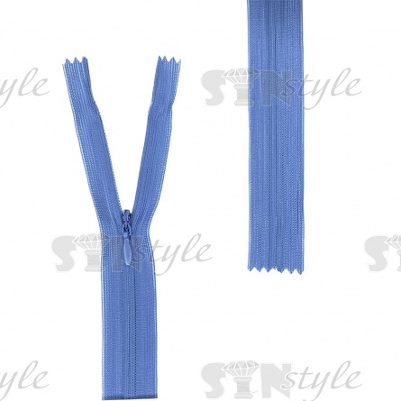 Молния спираль, тип 3, потайная, неразъемная, основа капрон, длина 50 см, цвет 363 (джинс), бегунок цвета основы фото 1