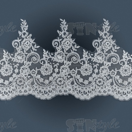 Кружево гипюр, ширина 330 мм, цвет кипенно-белый, намотка 10 ярдов фото 2