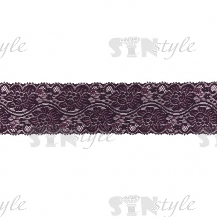 Кружево эластичное, ширина 80 мм, цвет фиолетовый, намотка 15 ярдов фото 2