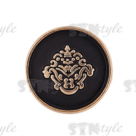 Пуговица металлическая на ножке, размер 28L, цвет золото/черный фото 2