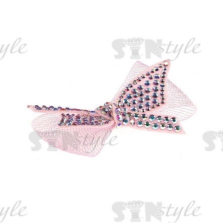 Аппликация с элементами из страз, цвет розовый, размер 66х35 мм фото 2