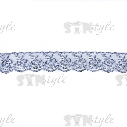 Кружево декоративное, нежная вышивка на тонкой капроновой основе, ширина 40 мм, цвет светло-серый (177), намотка 10 ярдов фото 1