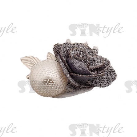 Композиция цветочная на фетровой основе, цвет серый, размер 45 мм,  фото 3