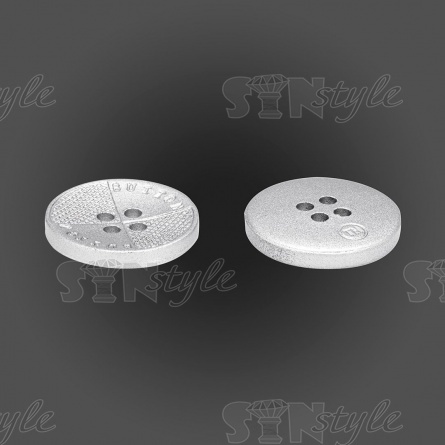 Пуговица пластиковая на четыре прокола, размер 28L, цвет серебристый фото 3