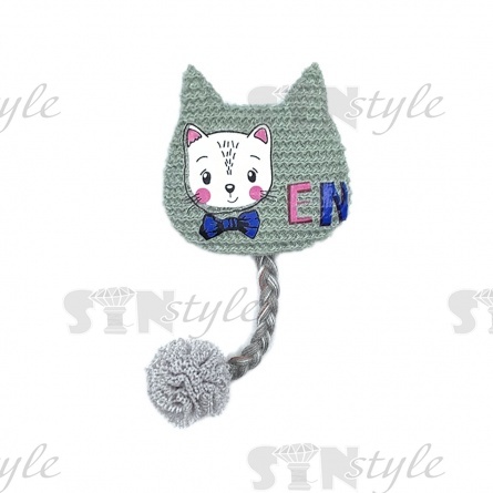 Аппликация 3D "Котик", цвет серый, размер 37 мм х 55 мм фото 1