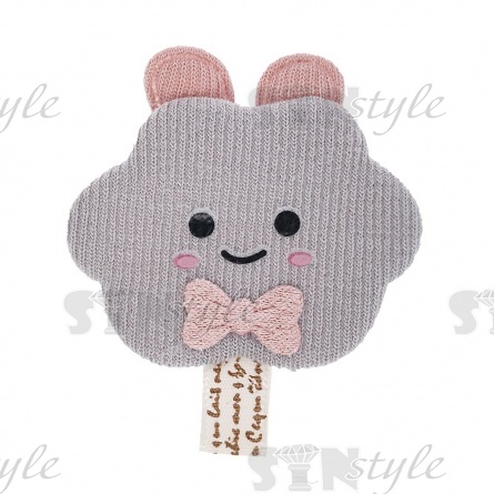 Аппликация 3D "Мишка", цвет серый+грязно-розовый, размер 50х60 мм фото 1