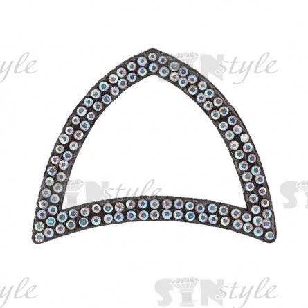 Аппликация "Ушки" из страз, на фетровой основе, размер 54 мм х 40 мм, цвет черный+радужные стразы  фото 1