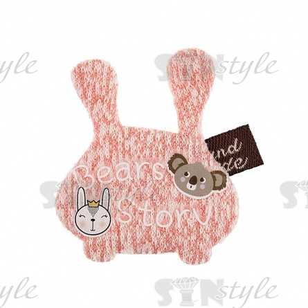 Аппликация 3D "Зайчик", цвет грязно-розовый, размер 40х48 мм фото 1