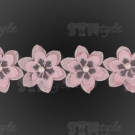 Цветочки из капроновой ленты, ширина 60 мм, намотка 20 ярдов, цвет розовый (№ 5) фото 3