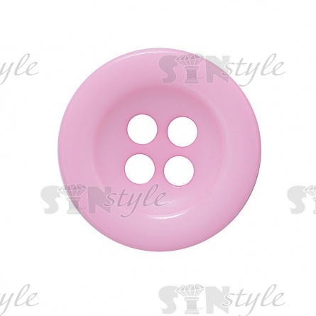 Пуговица пластиковая на четыре прокола, розовая, 40L фото 2