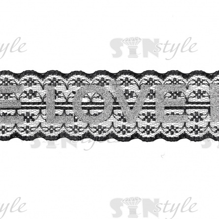 Кружево на сетке, черного цвета с надписью цвета серебра, ширина 45 мм, намотка 50 ярдов-445 элементов  фото 2