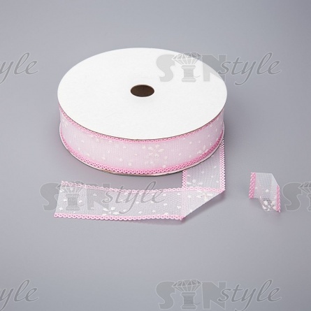 Декоративная лента капроновая, цвет розовый, ширина 25 мм, намотка 20 ярдов, цвет розовый фото 1