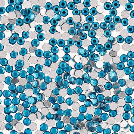 Стразы термоклеевые стеклянные Crystal SS6, форма круг, цвет голубой (905) фото 2
