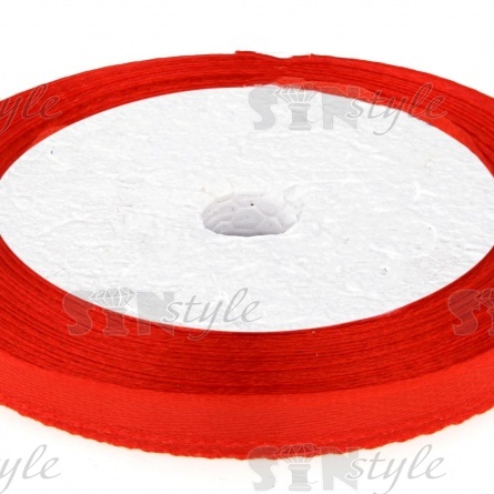 Лента атласная, ширина 6 мм, намотка 25 ярдов, цвет красный (№026) фото 2