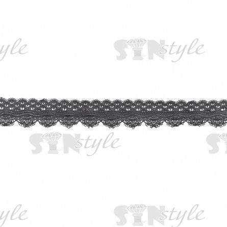 Кружево ажурное, нежная тонкая гирлянда с резными краями, ширина 55 мм, цвет черный, намотка 15 ярдов фото 2