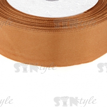 Декоративная лента атласная 25 мм, намотка 25 ярдов, цвет светло-коричневый (158) фото 2