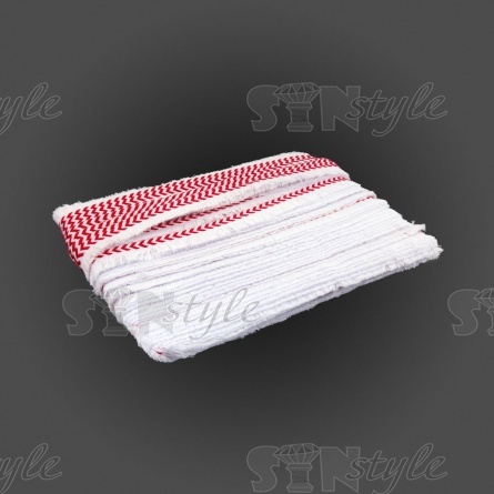 Декоративная тесьма букле с бахромой, цвет белый+красный, ширина 25 мм, намотка 45 ярдов фото 3