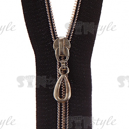 Молния спираль, тип 5, разъемная, длина 85 см, цвет 322 (черный), золотистая змейка фото 2