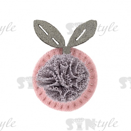 Аппликация 3D "Яблочко", цвет серый+грязно-розовый, размер 20х30 мм фото 1