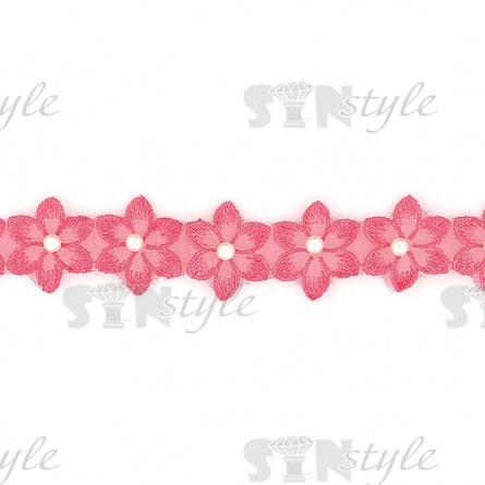 Цветочки из капроновой ленты, размер 30 мм, намотка 20 ярдов, цвет коралловый (№ 29)  фото 3