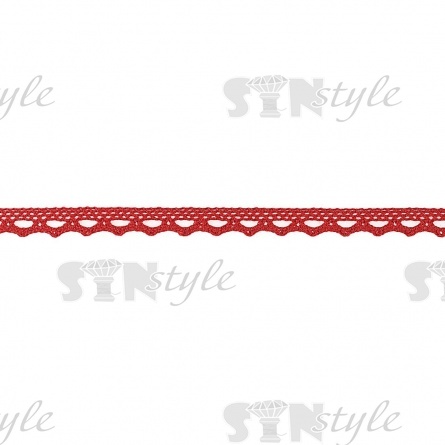 Кружево вязаное плетеное, ширина 12 мм, цвет бордовый, намотка 15 ярдов фото 1