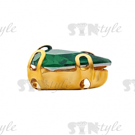 Стразы пришивные акриловые в цапах, форма капля, цвет золото+зеленый, размер 6х10мм, 200 шт/уп фото 2