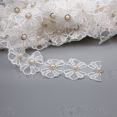 Бантики из капроновой ленты, ширина 55 мм, намотка 20 ярдов, цвет белый, № 7 фото 2