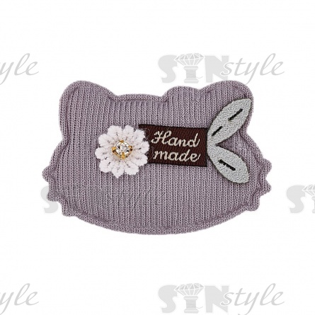 Аппликация 3D "Котик", цвет серый, размер 55х37 мм фото 1