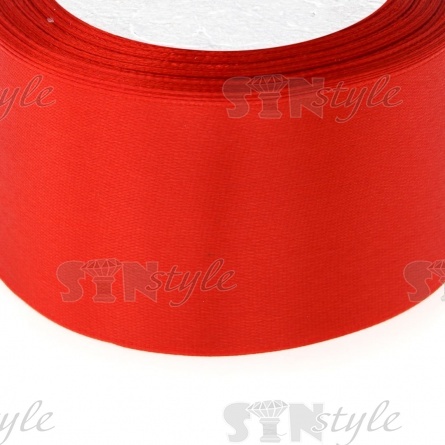 Декоративная лента атласная, ширина 50 мм, длина 25 ярдов, цвет красный (№026) фото 2